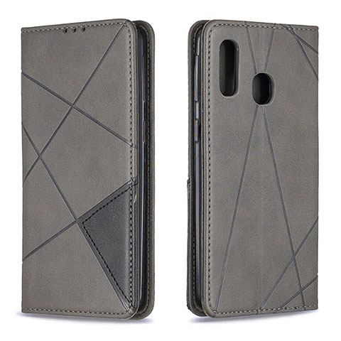 Handytasche Stand Schutzhülle Flip Leder Hülle B07F für Samsung Galaxy A40 Grau