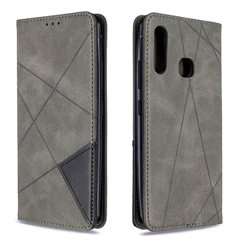 Handytasche Stand Schutzhülle Flip Leder Hülle B07F für Samsung Galaxy A70E Grau