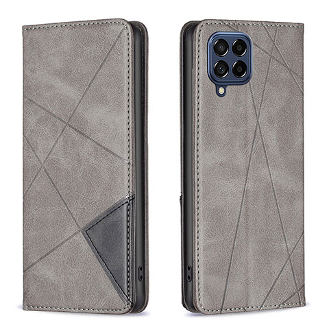 Handytasche Stand Schutzhülle Flip Leder Hülle B07F für Samsung Galaxy M53 5G Grau