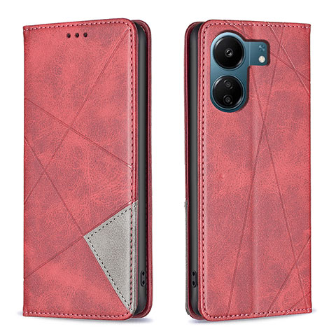 Handytasche Stand Schutzhülle Flip Leder Hülle B07F für Xiaomi Poco C65 Rot