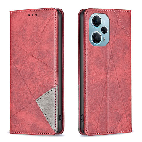 Handytasche Stand Schutzhülle Flip Leder Hülle B07F für Xiaomi Poco F5 5G Rot