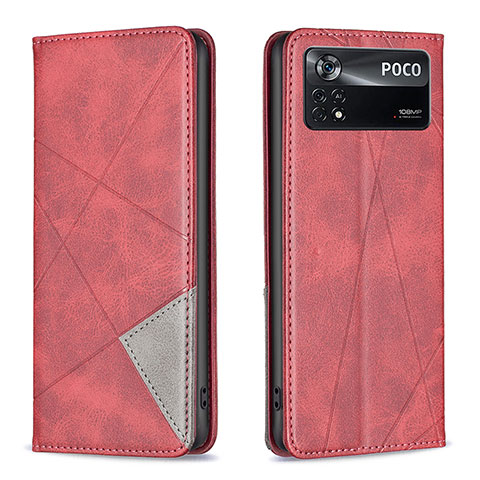 Handytasche Stand Schutzhülle Flip Leder Hülle B07F für Xiaomi Poco X4 Pro 5G Rot