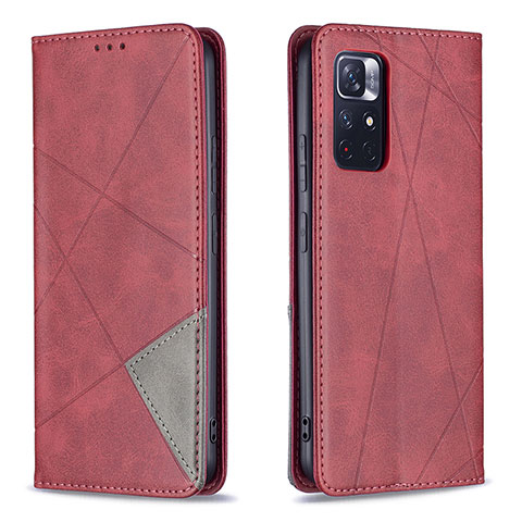 Handytasche Stand Schutzhülle Flip Leder Hülle B07F für Xiaomi Redmi Note 11 5G Rot