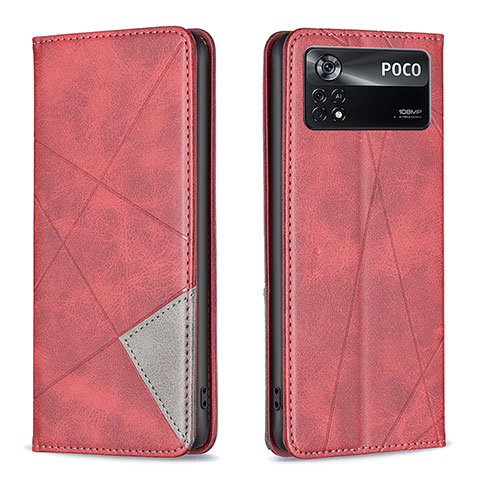 Handytasche Stand Schutzhülle Flip Leder Hülle B07F für Xiaomi Redmi Note 11E Pro 5G Rot