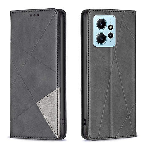 Handytasche Stand Schutzhülle Flip Leder Hülle B07F für Xiaomi Redmi Note 12 4G Schwarz