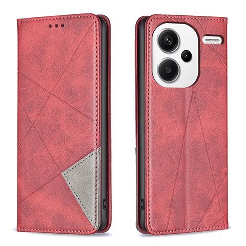 Handytasche Stand Schutzhülle Flip Leder Hülle B07F für Xiaomi Redmi Note 13 Pro+ Plus 5G Rot