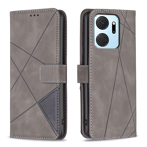 Handytasche Stand Schutzhülle Flip Leder Hülle B08F für Huawei Honor X7a Grau