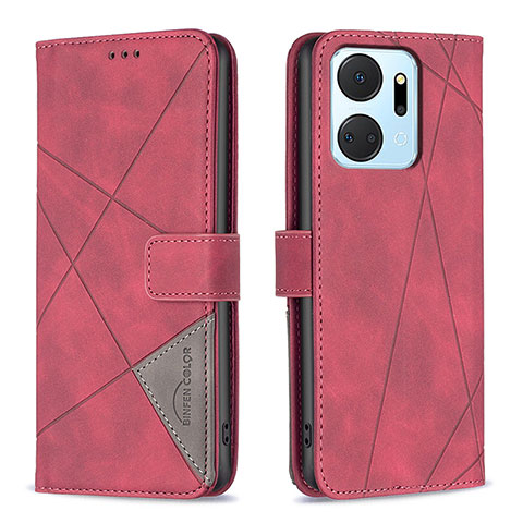 Handytasche Stand Schutzhülle Flip Leder Hülle B08F für Huawei Honor X7a Rot