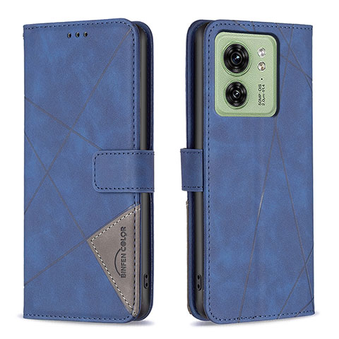 Handytasche Stand Schutzhülle Flip Leder Hülle B08F für Motorola Moto Edge 40 5G Blau