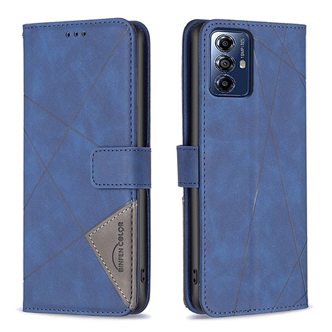 Handytasche Stand Schutzhülle Flip Leder Hülle B08F für Motorola Moto G Play (2023) Blau