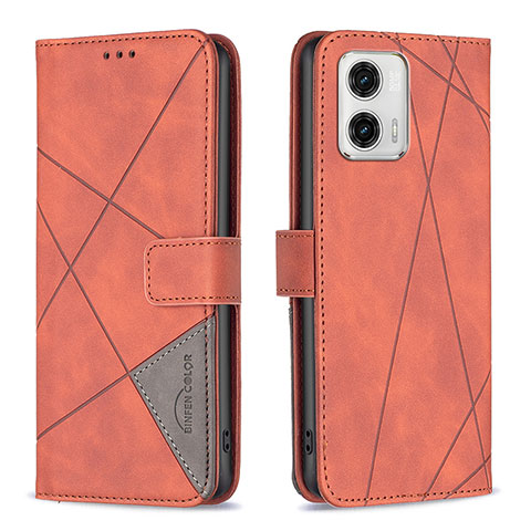 Handytasche Stand Schutzhülle Flip Leder Hülle B08F für Motorola Moto G73 5G Orange