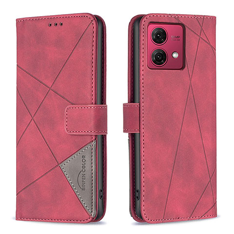 Handytasche Stand Schutzhülle Flip Leder Hülle B08F für Motorola Moto G84 5G Rot