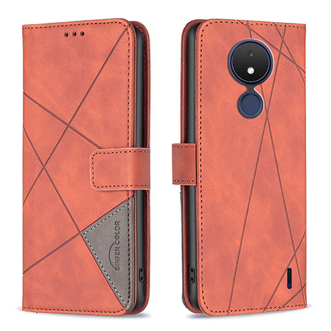 Handytasche Stand Schutzhülle Flip Leder Hülle B08F für Nokia C21 Orange