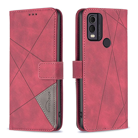 Handytasche Stand Schutzhülle Flip Leder Hülle B08F für Nokia C22 Rot