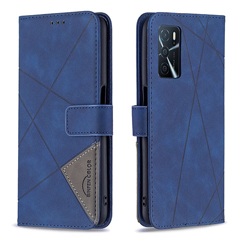 Handytasche Stand Schutzhülle Flip Leder Hülle B08F für Oppo A16s Blau