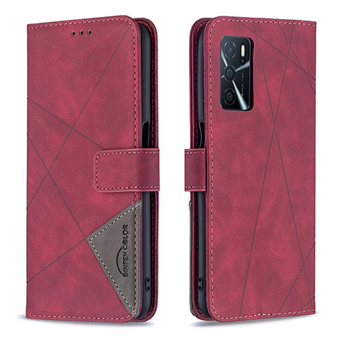 Handytasche Stand Schutzhülle Flip Leder Hülle B08F für Oppo A16s Rot