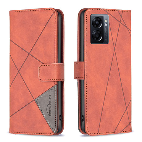 Handytasche Stand Schutzhülle Flip Leder Hülle B08F für Oppo A56S 5G Orange