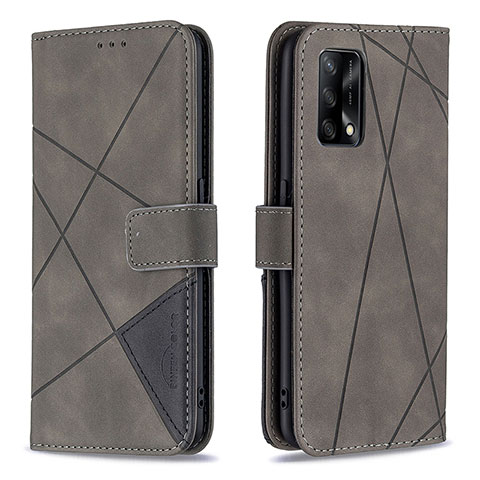 Handytasche Stand Schutzhülle Flip Leder Hülle B08F für Oppo A74 4G Grau