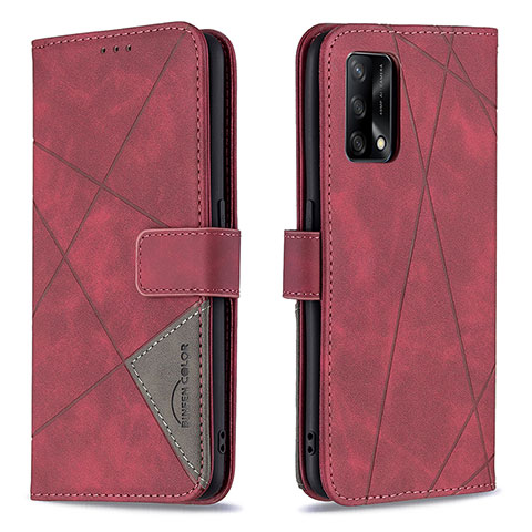 Handytasche Stand Schutzhülle Flip Leder Hülle B08F für Oppo A74 4G Rot