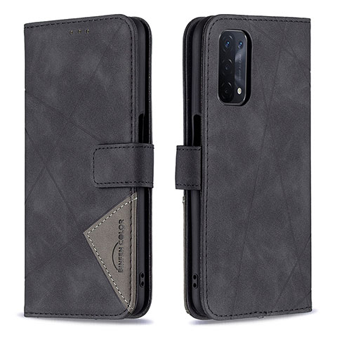 Handytasche Stand Schutzhülle Flip Leder Hülle B08F für Oppo A93 5G Schwarz