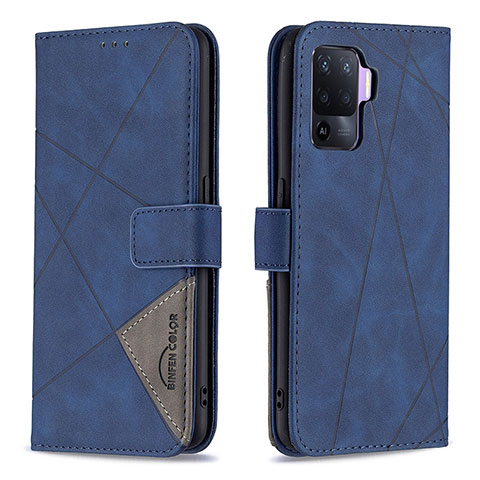 Handytasche Stand Schutzhülle Flip Leder Hülle B08F für Oppo A94 4G Blau