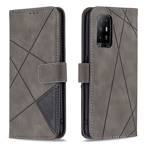 Handytasche Stand Schutzhülle Flip Leder Hülle B08F für Oppo A94 5G Grau