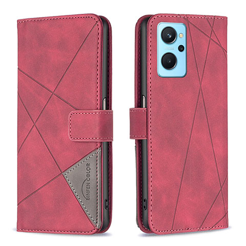 Handytasche Stand Schutzhülle Flip Leder Hülle B08F für Oppo A96 4G Rot