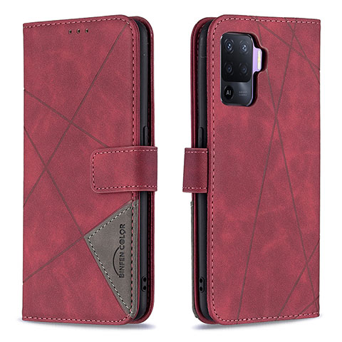 Handytasche Stand Schutzhülle Flip Leder Hülle B08F für Oppo F19 Pro Rot