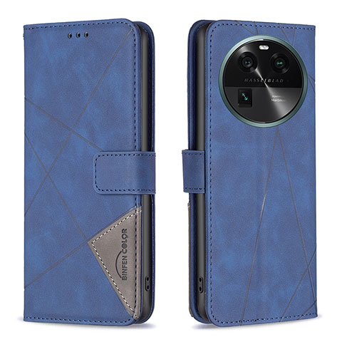 Handytasche Stand Schutzhülle Flip Leder Hülle B08F für Oppo Find X6 5G Blau