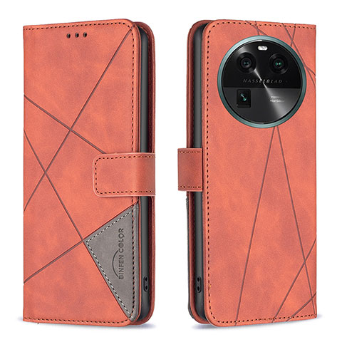 Handytasche Stand Schutzhülle Flip Leder Hülle B08F für Oppo Find X6 5G Orange