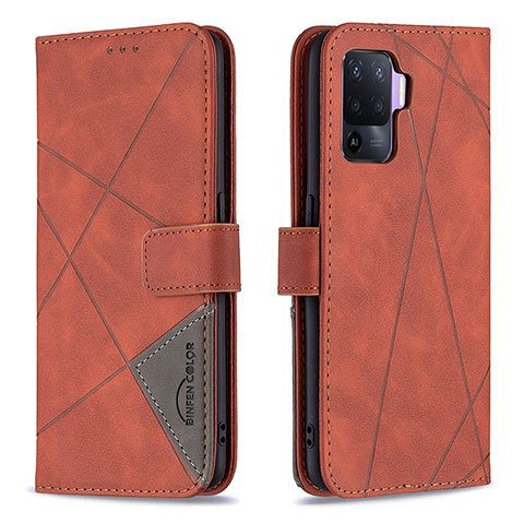 Handytasche Stand Schutzhülle Flip Leder Hülle B08F für Oppo Reno5 Lite Orange