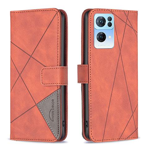 Handytasche Stand Schutzhülle Flip Leder Hülle B08F für Oppo Reno7 Pro 5G Orange