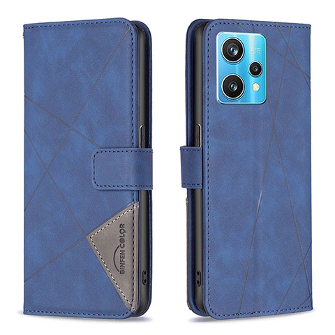 Handytasche Stand Schutzhülle Flip Leder Hülle B08F für Realme 9 Pro+ Plus 5G Blau