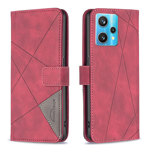 Handytasche Stand Schutzhülle Flip Leder Hülle B08F für Realme 9 Pro+ Plus 5G Rot