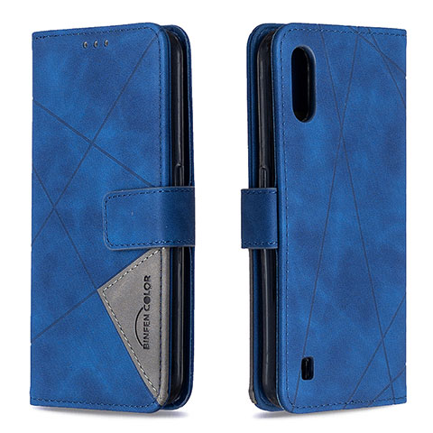 Handytasche Stand Schutzhülle Flip Leder Hülle B08F für Samsung Galaxy A01 SM-A015 Blau