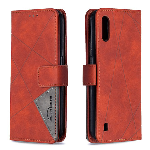 Handytasche Stand Schutzhülle Flip Leder Hülle B08F für Samsung Galaxy A01 SM-A015 Orange