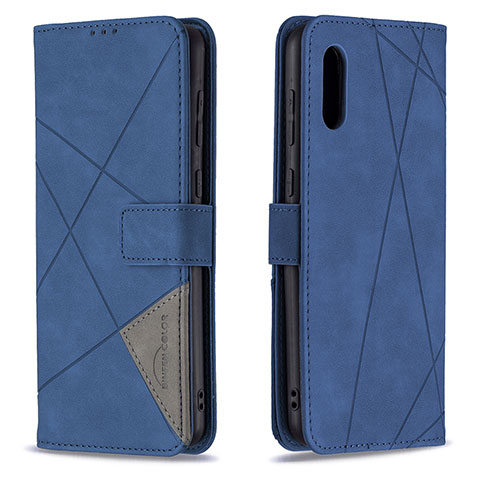Handytasche Stand Schutzhülle Flip Leder Hülle B08F für Samsung Galaxy A02 Blau