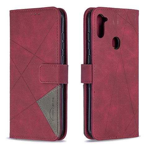 Handytasche Stand Schutzhülle Flip Leder Hülle B08F für Samsung Galaxy A11 Rot