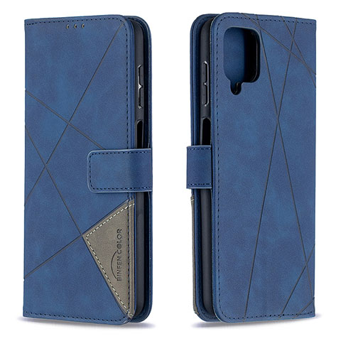 Handytasche Stand Schutzhülle Flip Leder Hülle B08F für Samsung Galaxy A12 Blau