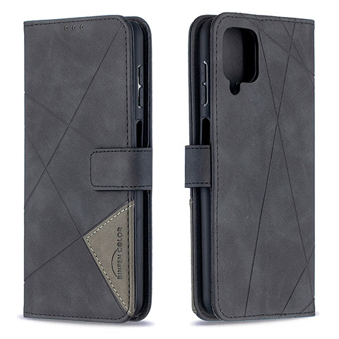 Handytasche Stand Schutzhülle Flip Leder Hülle B08F für Samsung Galaxy A12 Nacho Schwarz