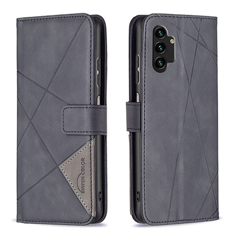 Handytasche Stand Schutzhülle Flip Leder Hülle B08F für Samsung Galaxy A13 4G Schwarz