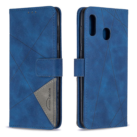 Handytasche Stand Schutzhülle Flip Leder Hülle B08F für Samsung Galaxy A20 Blau