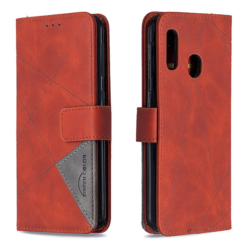 Handytasche Stand Schutzhülle Flip Leder Hülle B08F für Samsung Galaxy A20e Orange