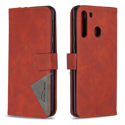 Handytasche Stand Schutzhülle Flip Leder Hülle B08F für Samsung Galaxy A21 Orange