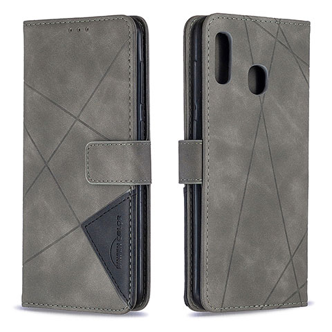 Handytasche Stand Schutzhülle Flip Leder Hülle B08F für Samsung Galaxy A30 Grau