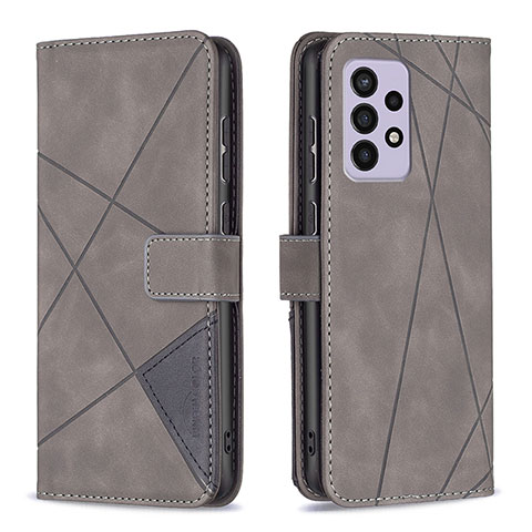 Handytasche Stand Schutzhülle Flip Leder Hülle B08F für Samsung Galaxy A33 5G Grau