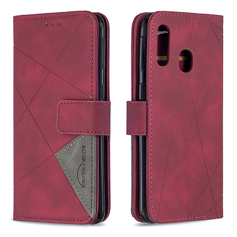 Handytasche Stand Schutzhülle Flip Leder Hülle B08F für Samsung Galaxy A40 Rot