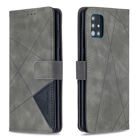 Handytasche Stand Schutzhülle Flip Leder Hülle B08F für Samsung Galaxy A51 5G Grau