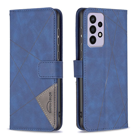 Handytasche Stand Schutzhülle Flip Leder Hülle B08F für Samsung Galaxy A73 5G Blau