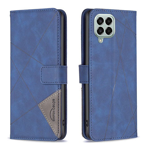 Handytasche Stand Schutzhülle Flip Leder Hülle B08F für Samsung Galaxy M33 5G Blau